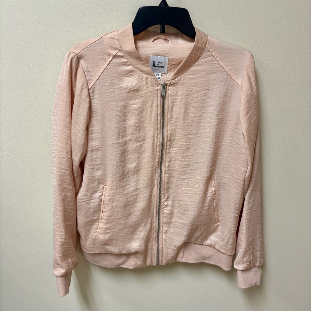 Jules & Leopold Blush Pink Full Zip Bomber Jacket Lined Women's Size Large